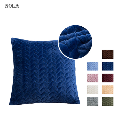 Nola-funda de cojín cuadrada decorativa de pana suave, funda de almohada de Color sólido para Patio, sofá, moderna, funda de cojín de hojas, 45x45cm ► Foto 1/6