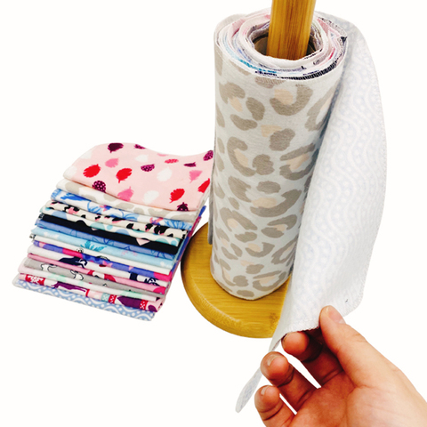 Toallitas reutilizables de algodón de limpieza, repuestos de papel de cocina, rollos de toalla de fibra de bambú ► Foto 1/6