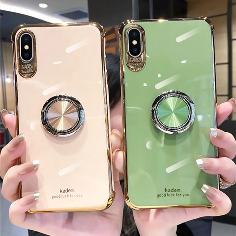 Funda de teléfono para Iphone X 11 pro Xs Max Xr 10 8 7 Plus se 4,7, funda blanda de lujo con soporte de hebilla de anillo a la moda ► Foto 1/6