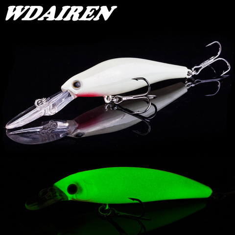 Uds Minnow señuelos de calamar productos duros para la pesca luminosa Swimbait mar río Shad Wobbler para Trolling calamar Señuelos de Pesca ► Foto 1/6