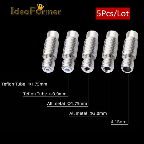 Rotura de garganta para impresora 3D, tubo de alimentación remoto de acero inoxidable, E3D V6, 1,75/3,0/4,1mm, completamente de Metal, con PTFE, 5 uds. ► Foto 1/6