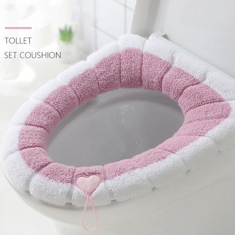 Fundas de asiento de inodoro gruesas de invierno nórdico, lavables suaves tapa inodoro, universal, funda de asiento, accesorios de baño ► Foto 1/6