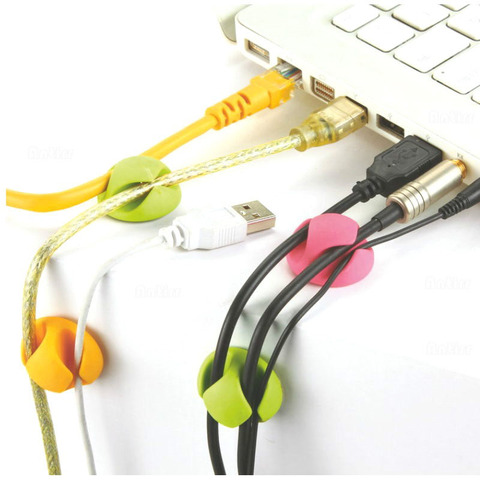 Bobinador de Cable de auriculares con 2 ranuras, organizador de cables de escritorio, cargador de almacenamiento, Clips de soporte para teléfono, Cable USB de carga ► Foto 1/4