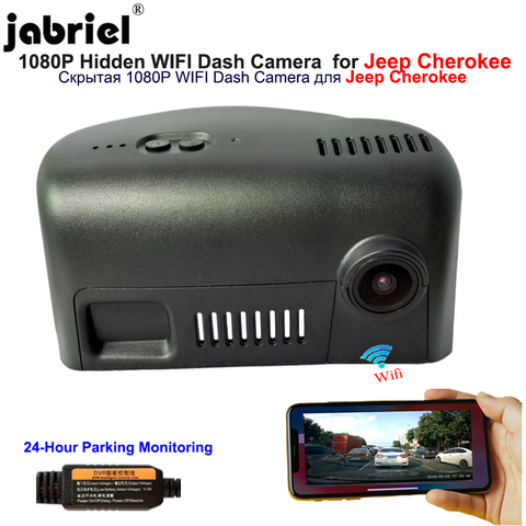 Jabriel para jeep Cherokee xj kl trailhawk Grand Cherokee wk2 2014, 2016, 2017, 2022 oculta wifi 1080P cámara de salpicadero del coche de la cámara del coche dvr ► Foto 1/6