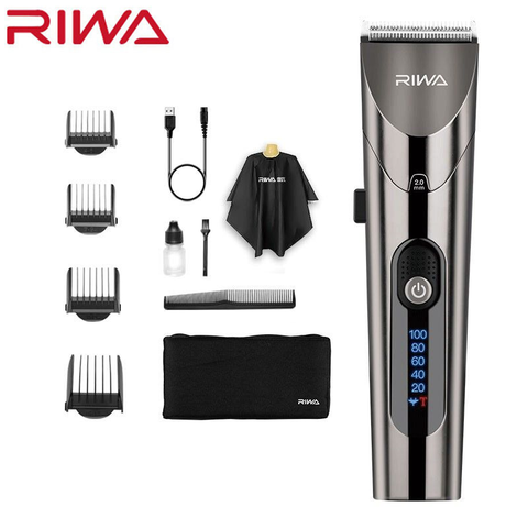 RIWA-cortadora de pelo eléctrica profesional, cargador de batería recargable, pantalla LED, cuchilla de acero lavable ► Foto 1/6