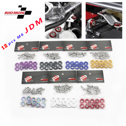 Tornillos de sujeción hexagonales M6 para coche, arandela para guardabarros, JDM, parachoques, motor cóncavo, para Honda, 12 Uds. ► Foto 1/6