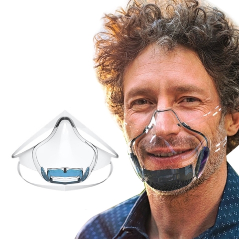 Mascarilla facial transparente para adultos, máscara de plástico antiniebla, transparente y Visible, transpirable ► Foto 1/6