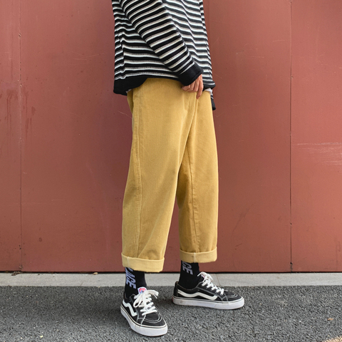 Pantalones de pana gruesa para hombre, pantalón informal de algodón, holgado, estilo Hip Hop, S-2XL invierno ► Foto 1/6
