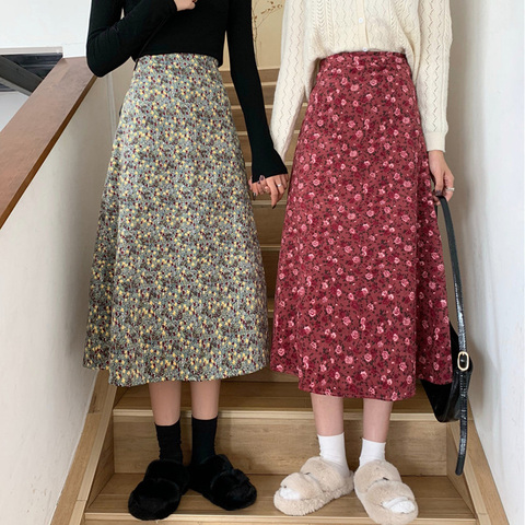 faldas midi Faldas de gasa con estampado floral Vintage para mujer 