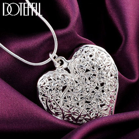 DOTEFFIL-cadena colgante de serpiente para mujer, de Plata de Ley 925, corazón tallado de 18 pulgadas, collar para mujer, joyería para fiesta de boda ► Foto 1/6