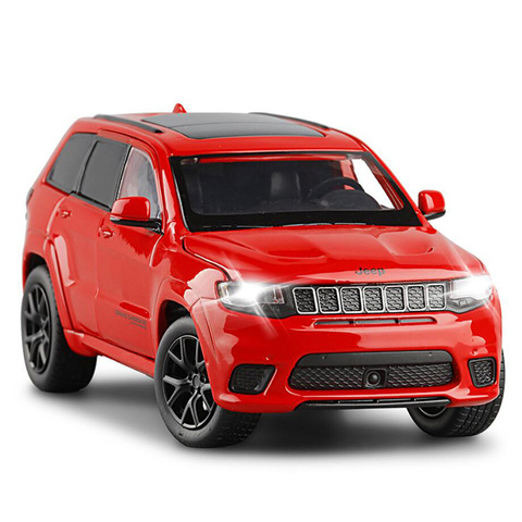 Coche de juguete de aleación con sonido y luz para niños, vehículo infantil de juguete Cherokee Trackhawk, 1/32 ► Foto 1/6