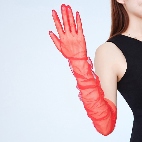 Guantes largos sin dedos de protección solar para mujer, manoplas