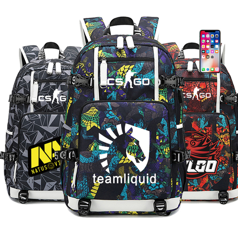 CS ir Fnatic Virtus pro SK juego en pijamas de carga USB mochila para adolescentes chicas estudiante mochila portátil Mochilas de los hombres ► Foto 1/6