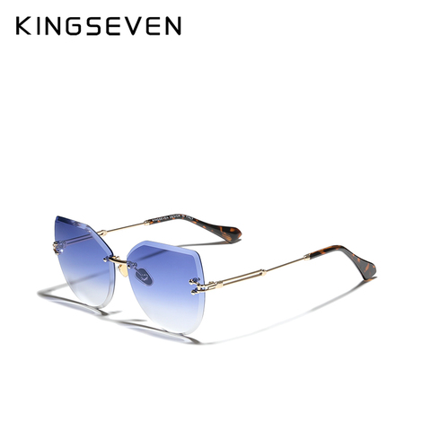 KINGSEVEN-gafas de sol sin montura para mujer, anteojos de sol femeninos con degradado, de marca Vintage de diseñador, N807, 2022 ► Foto 1/5