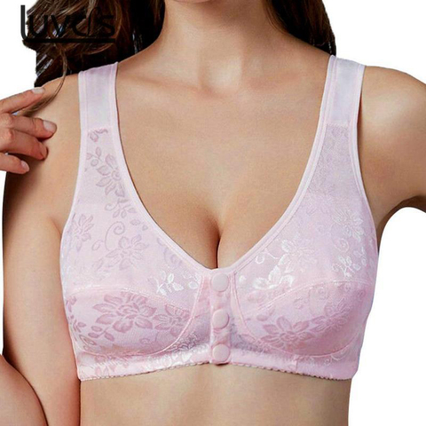 Sujetador de cierre frontal de talla grande para mujer, ropa interior de algodón cómoda con correa de hombro ancho, Bralette transpirable de ocio ► Foto 1/6