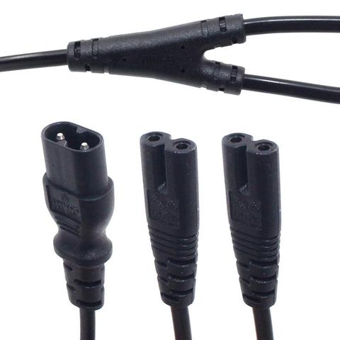 IEC320 C8 a 2X C7 Y Split AC Cable de alimentación IEC figura 8 macho a 2 hembra de 1 a 2 Cable de alimentación de CA longitud = 30CM negro ► Foto 1/6