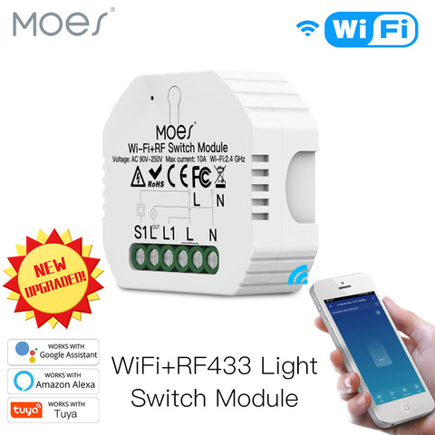 Módulo de interruptor inteligente RF433 de 1 entrada y 1/2 vías, enchufe inteligente con WiFi, funciona con Alexa y Google Home ► Foto 1/6