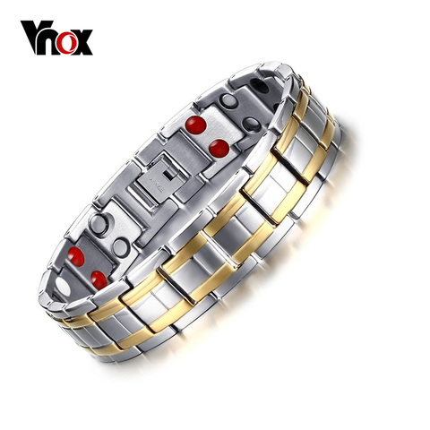 Vnox Sano Imán Magnetoterapia Bio Energía Pulsera Hombres Joyería de Acero Inoxidable del Regalo del día de Padre ► Foto 1/6