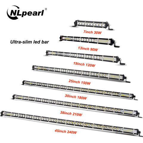 NLpearl-Barra de luz LED todoterreno, foco reflector combinado de 7-45 pulgadas, 12V, 24V, Barra de luz LED de trabajo para coche, camión, barco, 4x4, faro ATV ► Foto 1/6