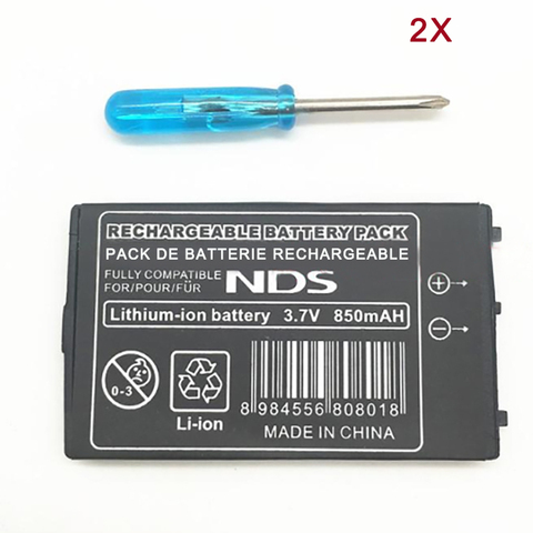 Paquete de batería de iones de litio recargable para Nintendo DS, NDS, batería de iones de litio con Mini destornillador, 850mAh, 2 unids/lote ► Foto 1/2