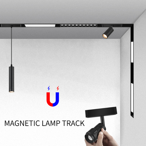 Soporte de lámpara magnético creativo de 34mm de ancho, aluminio, 0,5 M, 1M, empotrado en techo, luces LED de montaje magnético, Riel de pista ► Foto 1/6