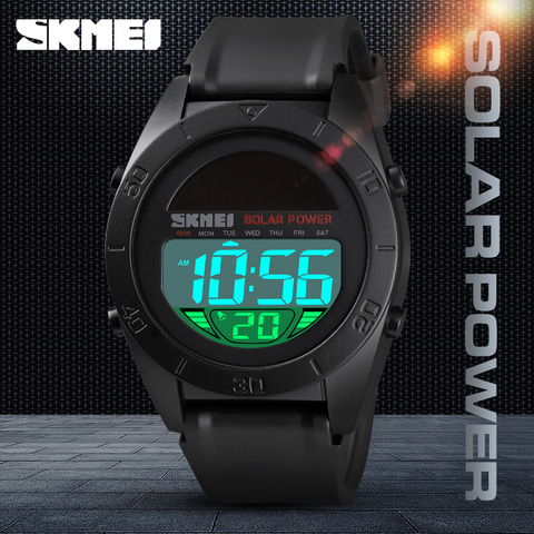 Moda SKMEI Solar de los hombres relojes deporte Digital LED a prueba de agua reloj de pulsera de los hombres de lujo analógico ejército militar para hombre reloj electrónico ► Foto 1/6