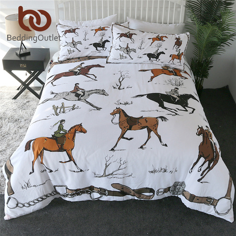 BeddingOutlet-Juego de ropa de cama de animales, colcha ecuestre King, ropa de montar a caballo, tradicional inglesa, ropa de cama deportiva ► Foto 1/6