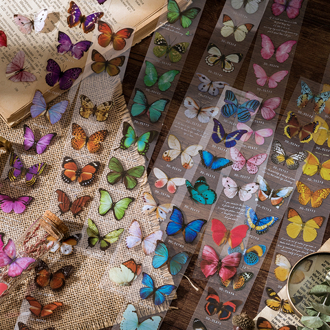 Pegatinas de mariposa para mascotas, 8 diseños, vintage, transparente, Colector de mariposas, tira decorativa, papelería ► Foto 1/6