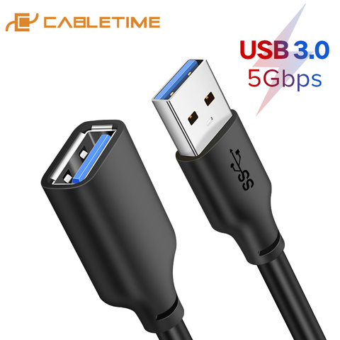 CABLETIME Cable de extensión USB Cable USB 3,0 USB a USB M/F Cable 5Gbps para TV Smart PS4 X caja SSD USB extensor USB Cable de datos C267 ► Foto 1/6