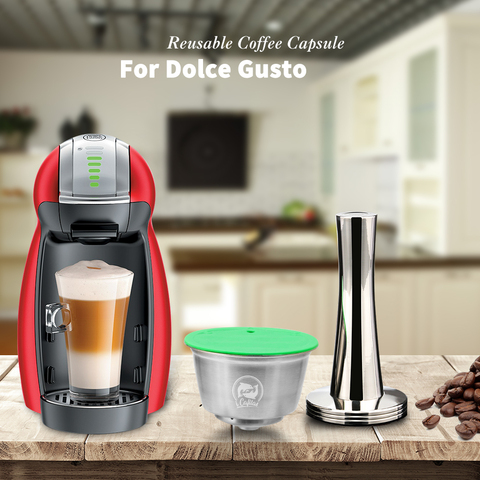 Cápsula rellenable de acero inoxidable, taza rellenable para Dolce Gusto, café, leche en polvo, filtro reutilizable, respetuoso con el medio ambiente, grado alimenticio ► Foto 1/1