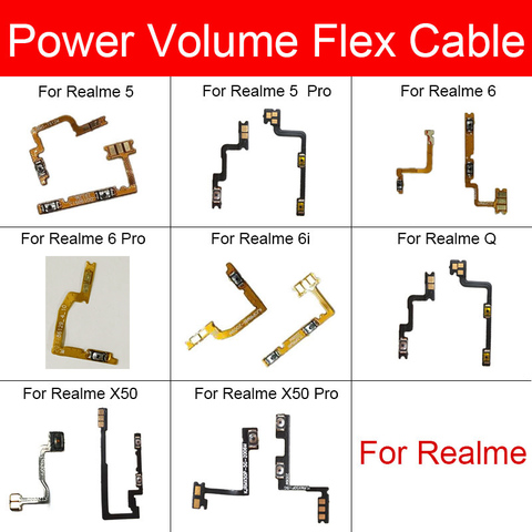 Cable flexible de alimentación y volumen para Oppo Realme 5, 6, 6i, X50, Q Pro, botón de tecla lateral de volumen, cinta flexible de encendido y apagado, reemplazo flexible ► Foto 1/6