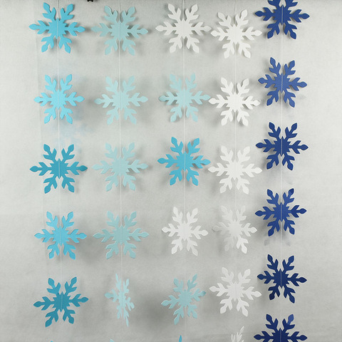 Guirnaldas de papel de copo de nieve artificiales DIY Navidad decoración pared techo colgante Banner decoración de fiesta adornos de Navidad ► Foto 1/6