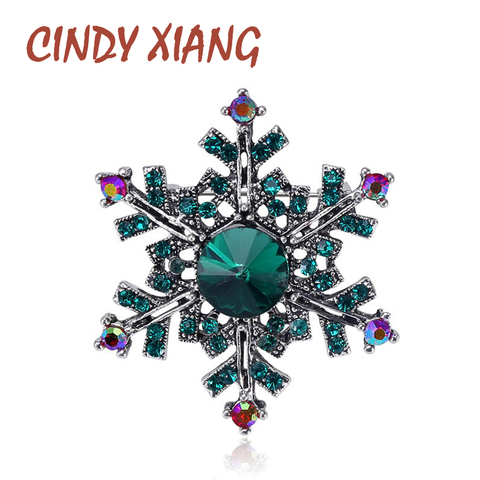 CINDY XIANG-broches de copos de nieve de cristal para mujer, broche a la moda Vintage, Color azul ► Foto 1/6