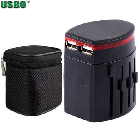 Adaptador de enchufe internacional Universal, cargador de corriente de 5v, 2.1A, 1A, 2 puertos USB, viaje mundial, con enchufe AU, US, UK, UE ► Foto 1/6