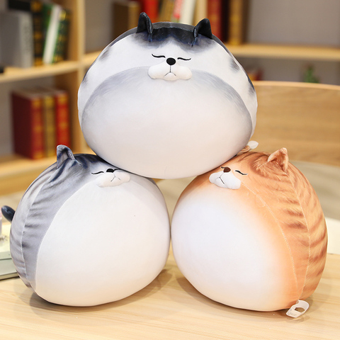 Lindo en forma de Ronda Peluche de gato de juguete gato almohada cojín de dibujos animados 3D imprimir gato juguete almohada para sofá cama juguetes de los niños ► Foto 1/6