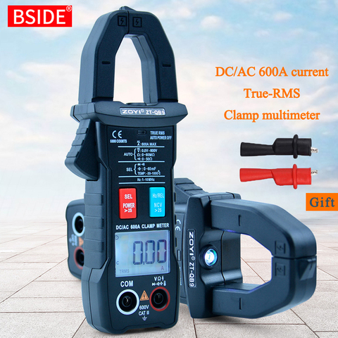 BSIDE-Medidor de pinza Digital 600A, valores eficaces auténticos de corriente, amperímetro, rango automático, multímetro DC AC, voltaje Hz Ohm, NCV ► Foto 1/6