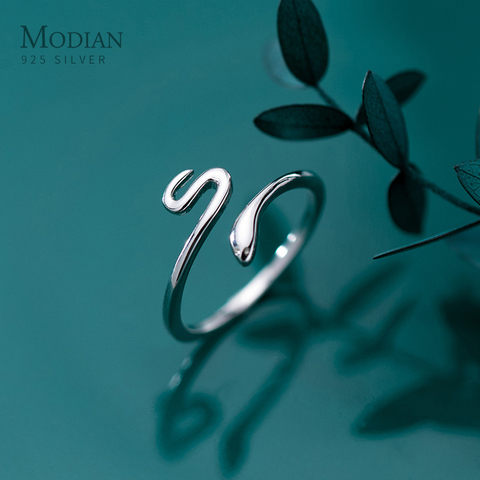 Modian gran oferta de plata esterlina 925 serpiente encantadora forma abierto anillo de dedo ajustable para mujeres anillo Simple bien regalo para niñas, joyería ► Foto 1/5