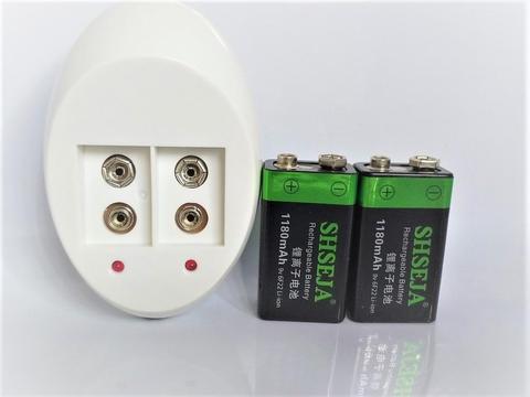 2 uds. De batería de 9 v, 1180mAh, baterías recargables Li-ion de 9 V, batería recargable + cargador de 9 V ► Foto 1/3