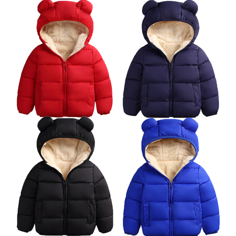 Abrigo de invierno para bebé, chaqueta de plumón con capucha y orejas, liso, informal, para niño y niña, ropa cálida para nieve ► Foto 1/5