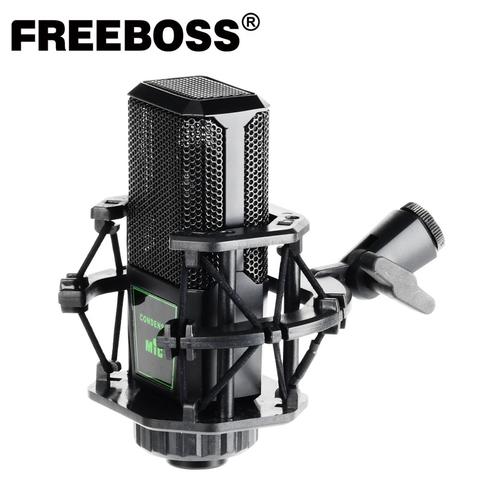 FREEBOSS CM-10 micrófono condensador profesional con soporte de choque para PC, Radio, radiodifusión, grabación, micrófono condensador de Coro. ► Foto 1/6