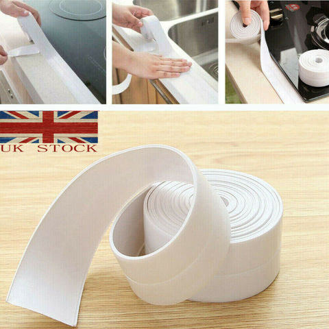 Cinta de sellado de PVC para baño y cocina, cinta autoadhesiva impermeable de PVC para pared de baño y cocina, 1 rollo ► Foto 1/6