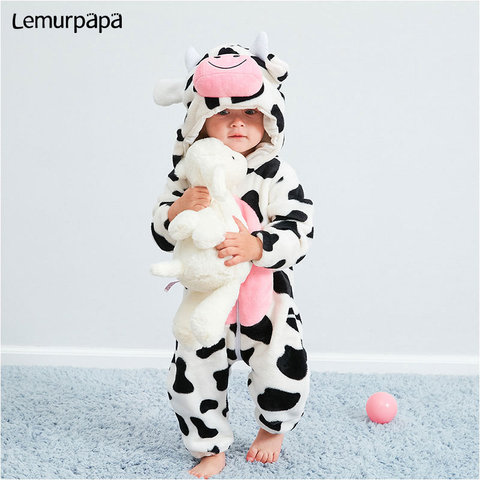 Mono Kawaii para bebé de 0 a 3 años, Mono para niño y niña, mono de invierno cálido y acogedor, traje de Animal de vaca, Mono para casa, ropa divertida para niño ► Foto 1/6