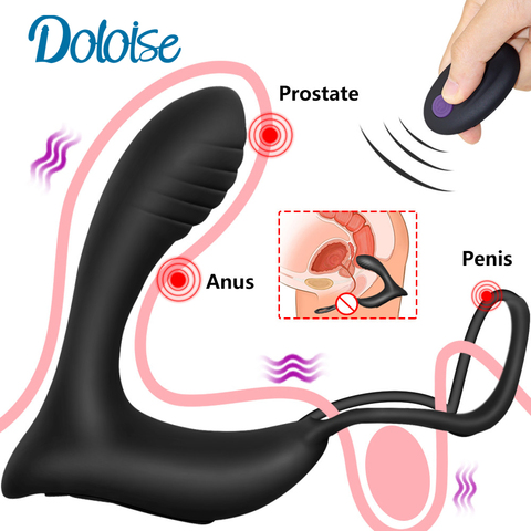 Enchufe Anal de masaje de próstata para hombre, vibrador de silicona impermeable, estimulador de próstata, retardante de la eyaculación, anillo de juguete ► Foto 1/6