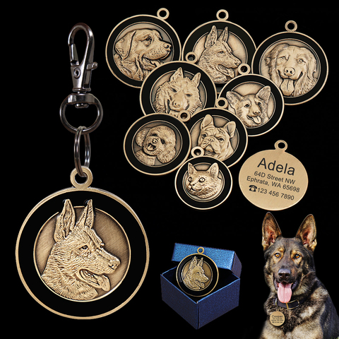 Etiqueta de identificación de perro personalizada etiquetas para mascota grabadas, Collar de perro accesorios personalizado cachorro gato etiquetas de nombres para perros collares colgantes ► Foto 1/6