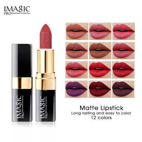 IMAGIC lápiz labial humectante labios barra de labios suave de larga duración lápiz labial encantador cosmético belleza maquillaje 12 colores ► Foto 1/6