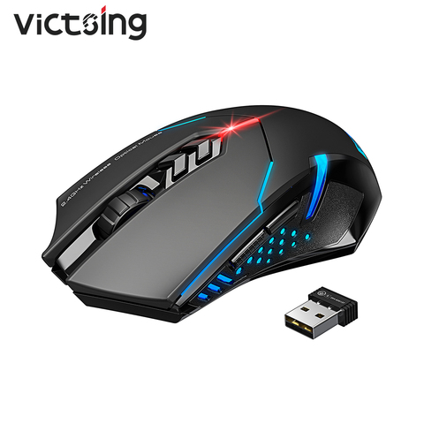 VicTsing PC066-ratón inalámbrico de 2,4 Ghz, Mouse silencioso para videojuegos, 7 botones, 5 DPI ajustables, 2400, para ordenador portátil y PC ► Foto 1/6