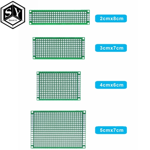 Great IT-placa Universal de fibra de vidrio para Arduino, prototipo de cobre de doble cara, 5x7, 4x6, 3x7, 2x8cm, 4 Uds. ► Foto 1/6