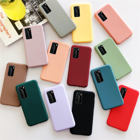 Del color del caramelo de la caja del teléfono de silicona para oppo realme 5i c3 6i 6 5x50 pro encontrar x2 pro lite mate suave carcasas cubierta de tpu ► Foto 1/6