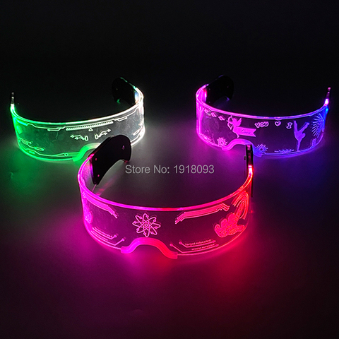 Gafas de neón luminoso LED, lentes de neón luminoso, brillantes, para disfraz de Rave, SUMINISTROS DE NAVIDAD Y Halloween, accesorios para Club DE DJ ► Foto 1/6