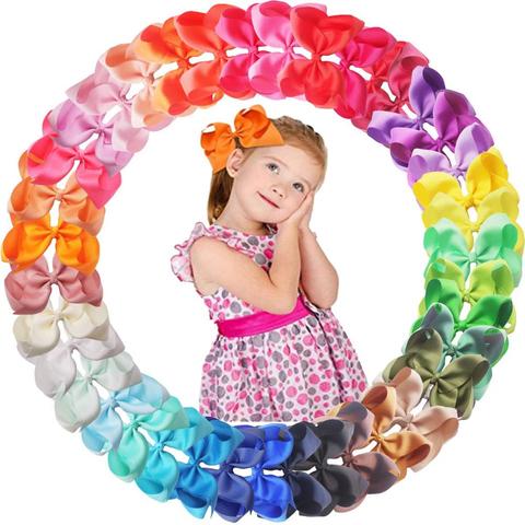 Pinzas para el pelo con lazo grande de grogrén, 40 colores, 6 pulgadas, lazos para el pelo, pinzas de cocodrilo, accesorios para el cabello para niñas pequeñas niños ► Foto 1/6